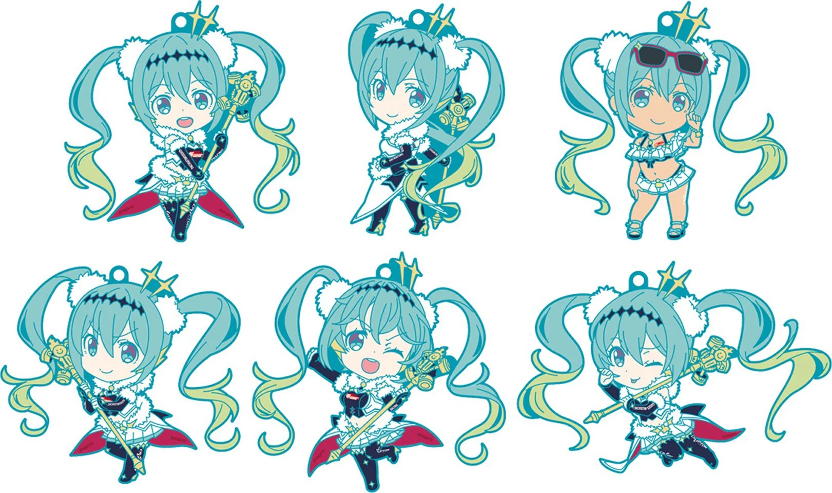 Racing Miku 2018 Ver. Nendoroid Plus Collectible Rubber Keychains (Set of 6) - Image 3